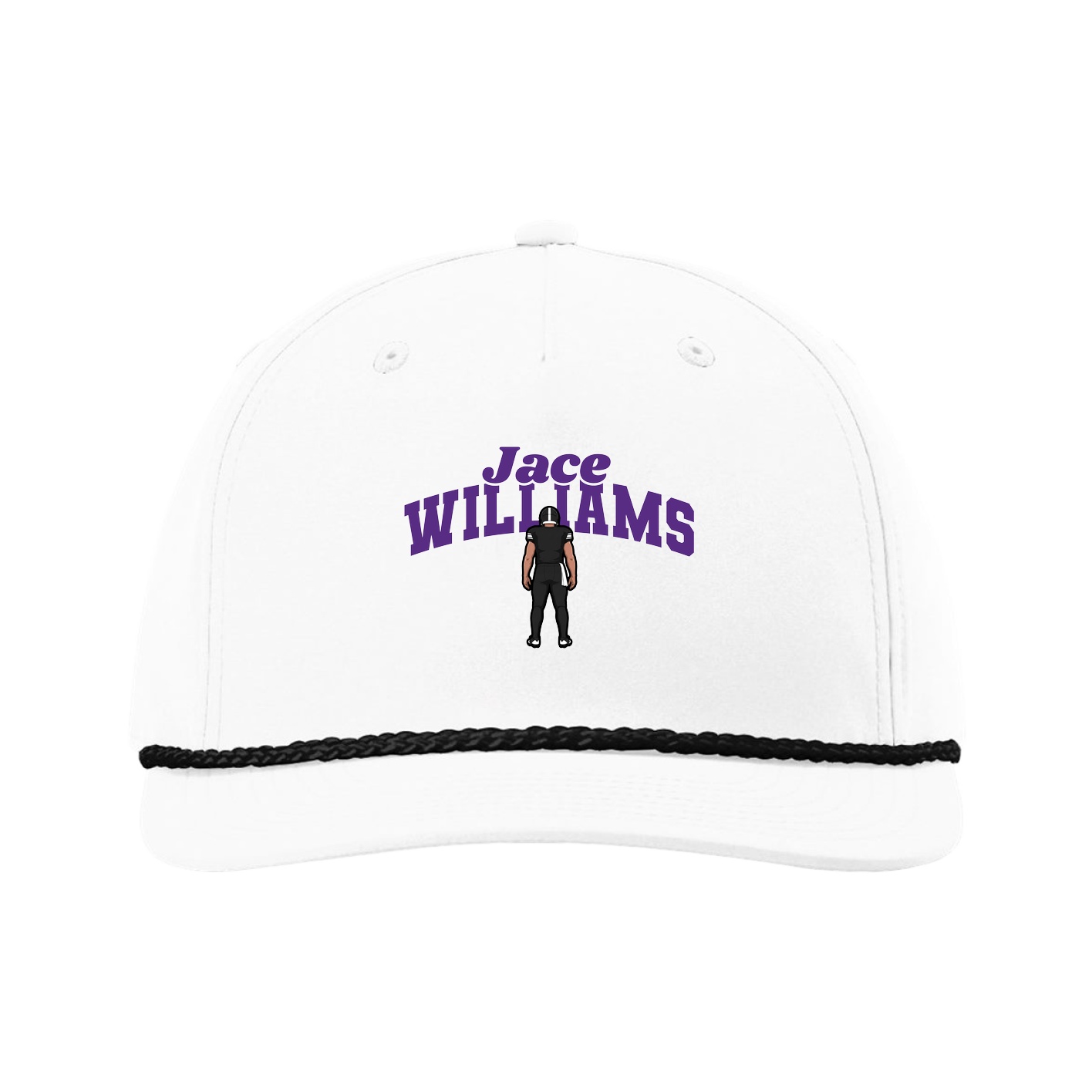 Five-Panel Classic Rope Cap — Signature Arch in White