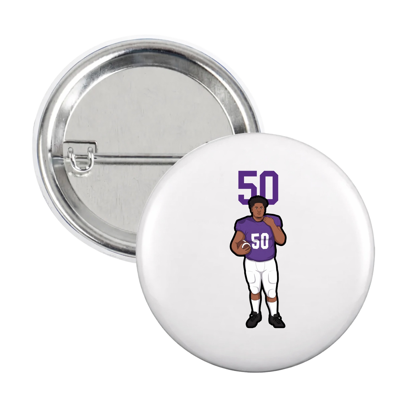 Game Day Button — Number Top in White