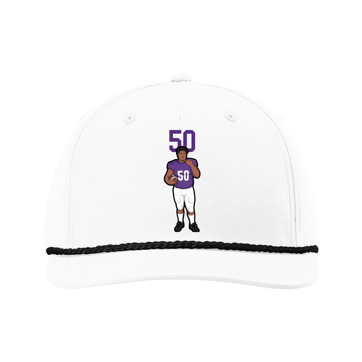 Five-Panel Classic Rope Cap — Number Top in White