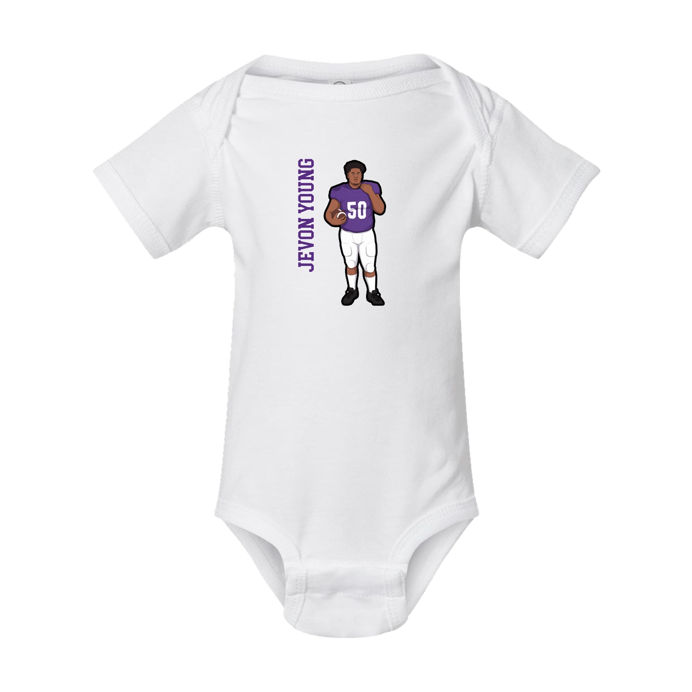 Baby Onesie — Name Vertical in White