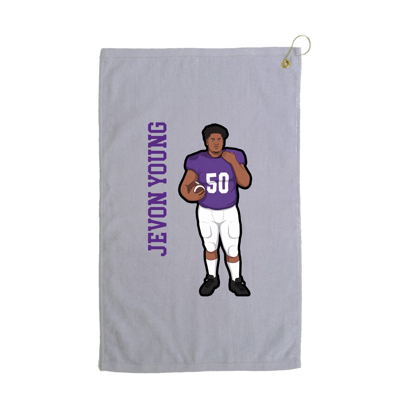 Golf Towel — Name Vertical in Grey
