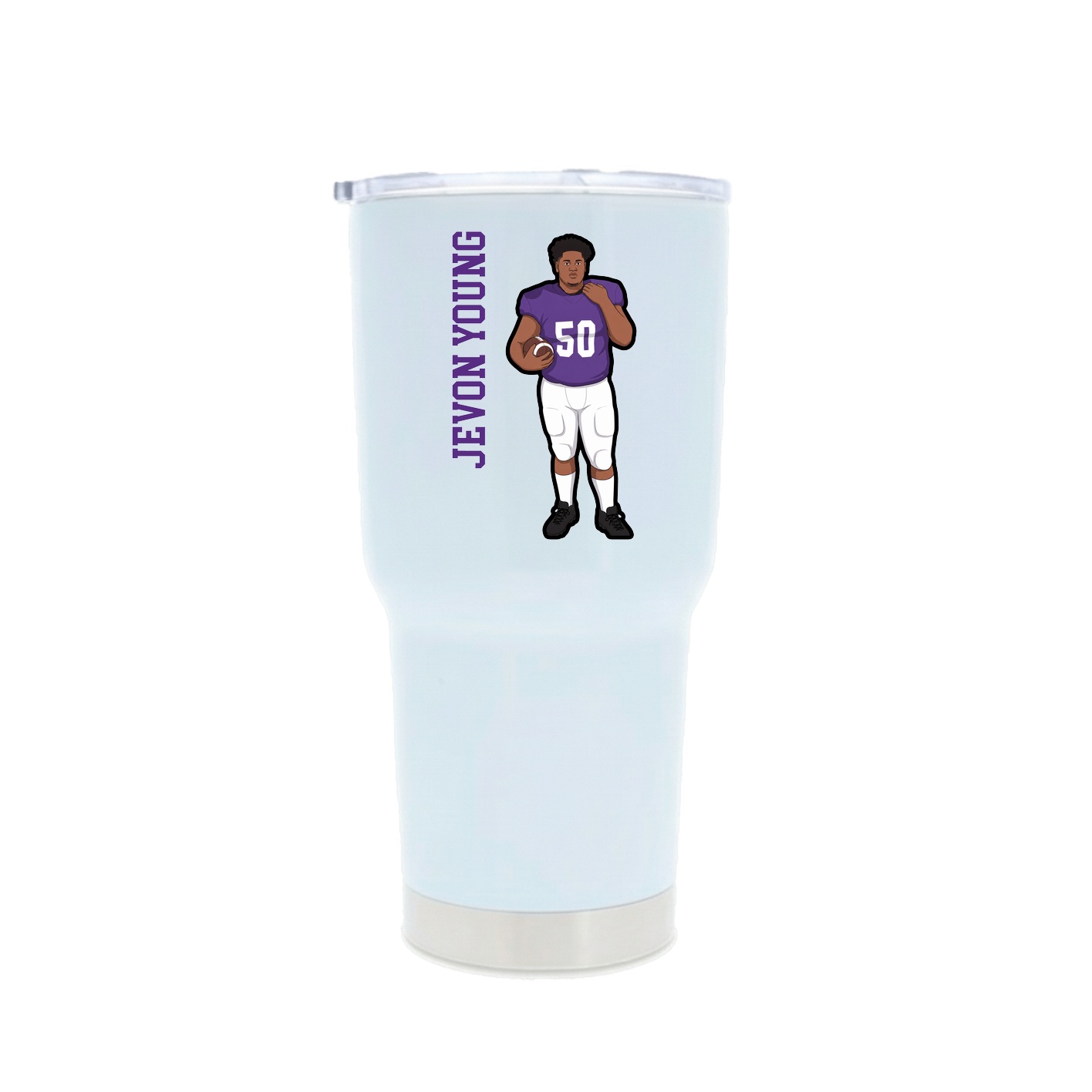 30oz Stainless Steel Tumbler — Name Vertical in White