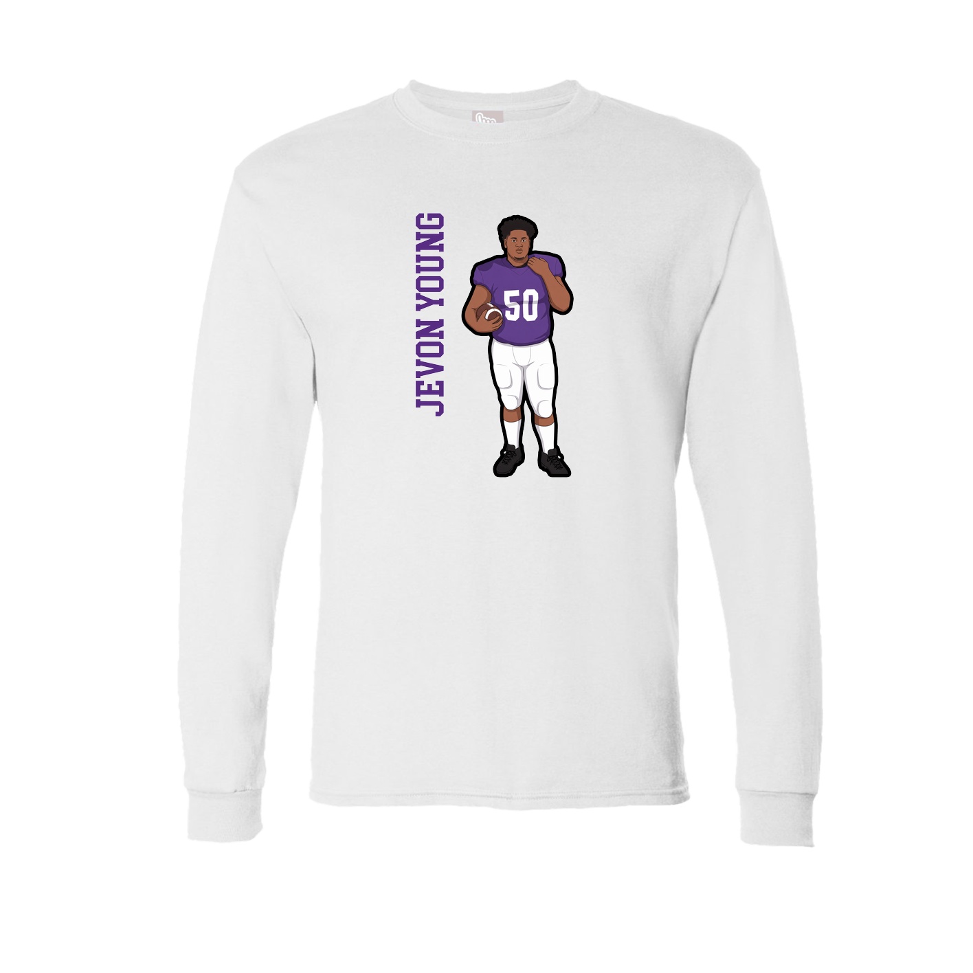 Long Sleeve Tee — Name Vertical in White