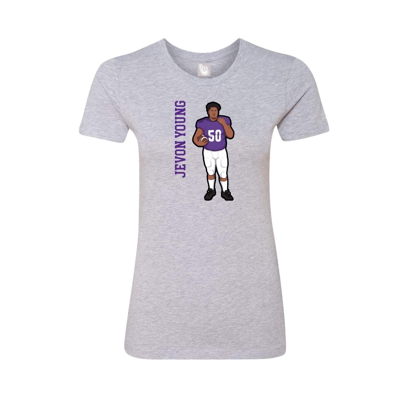 Fitted Women's Tee — Name Vertical in Grey