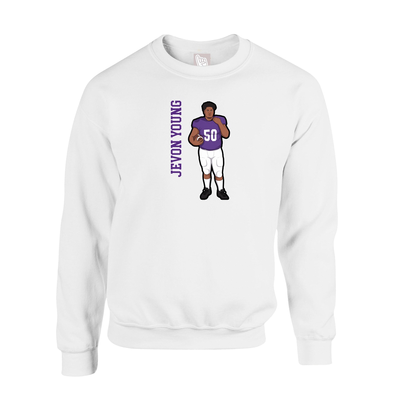 Fleece Crew — Name Vertical in White