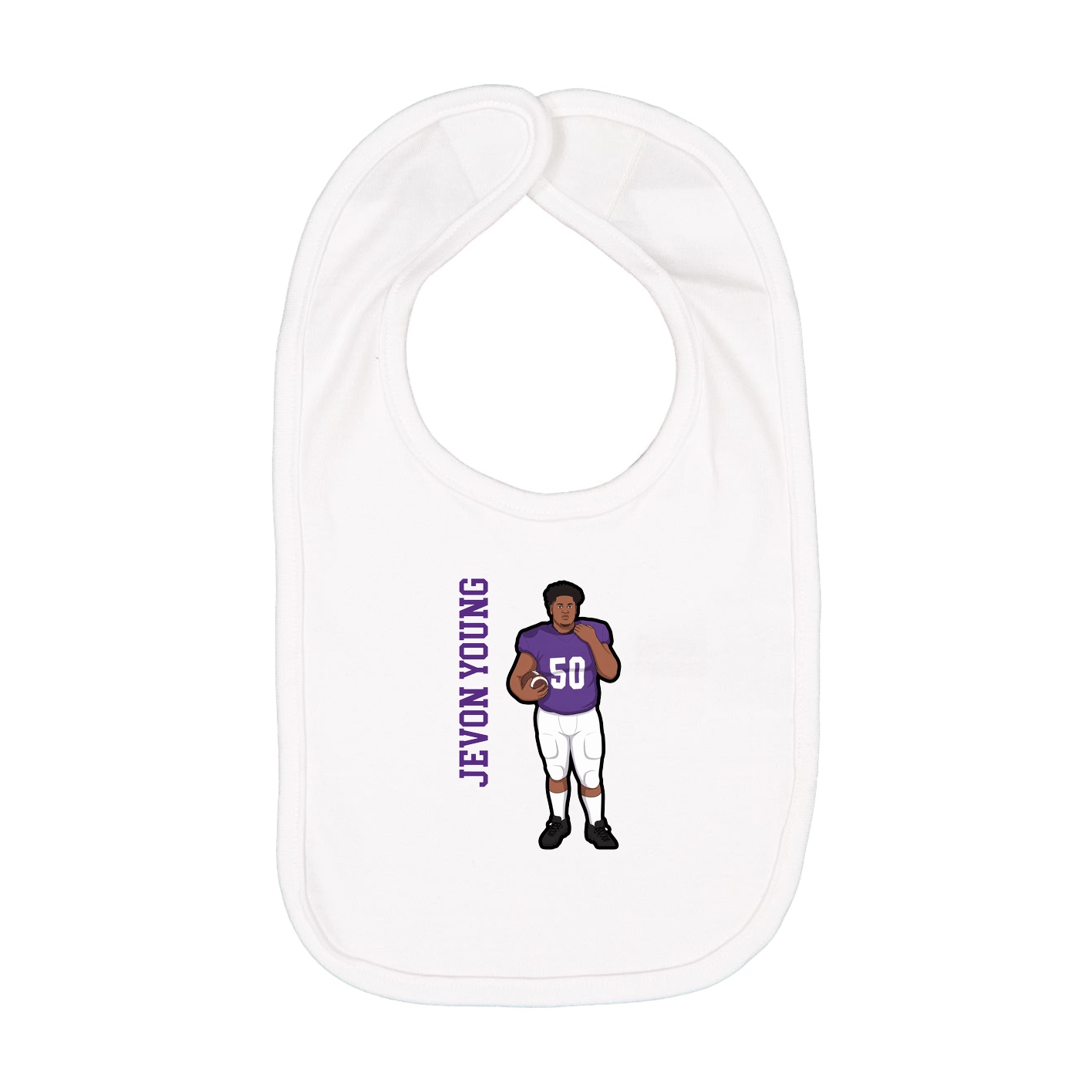 Infant Bib — Name Vertical in White