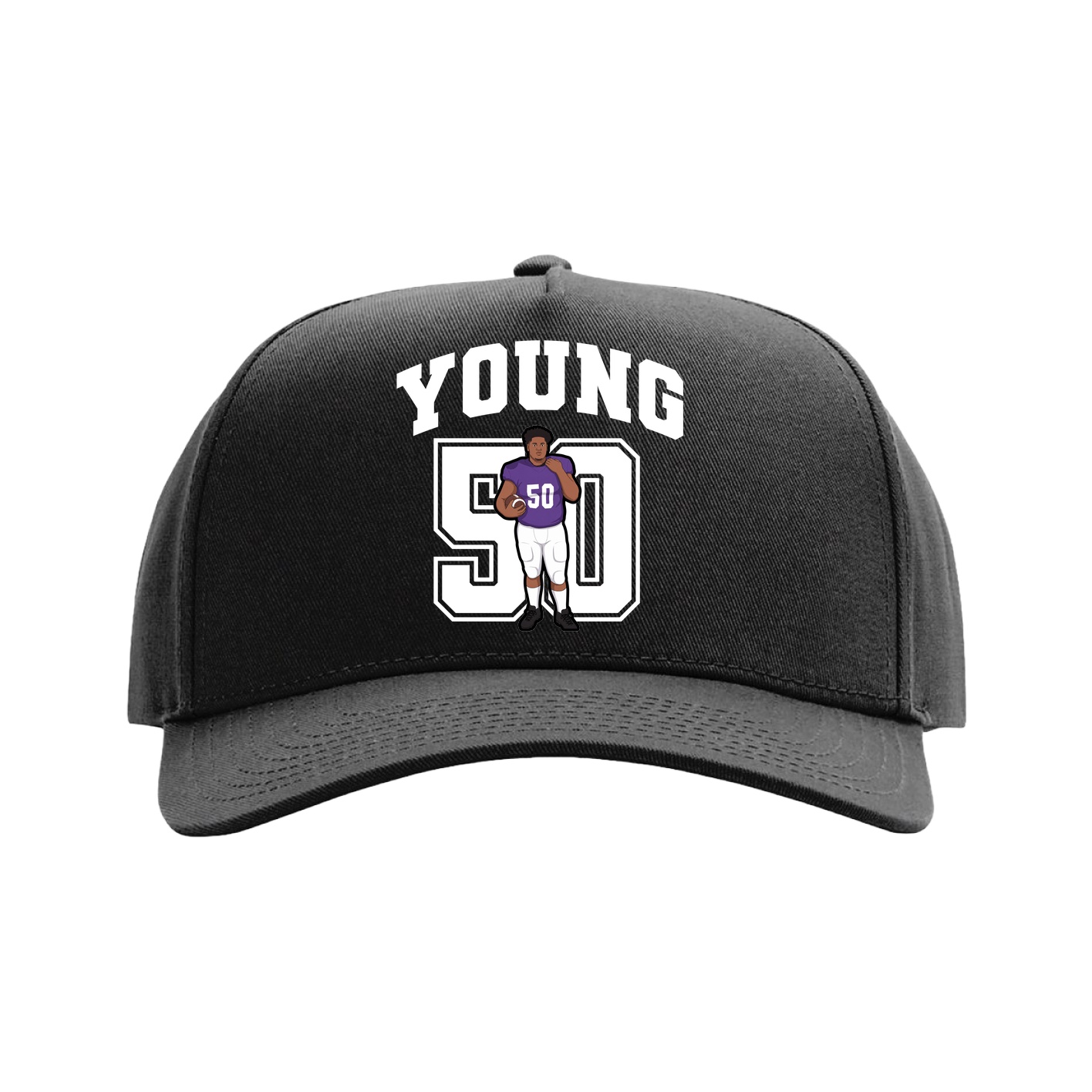 Full Fabric Five-Panel Champ Cap — Number in Black