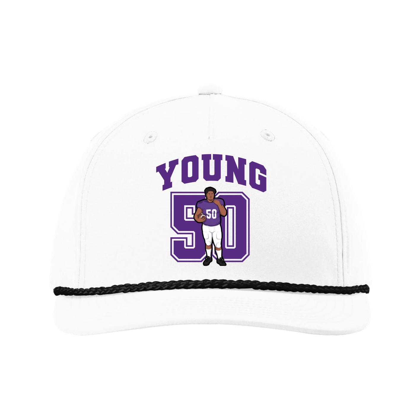 Five-Panel Classic Rope Cap — Number in White
