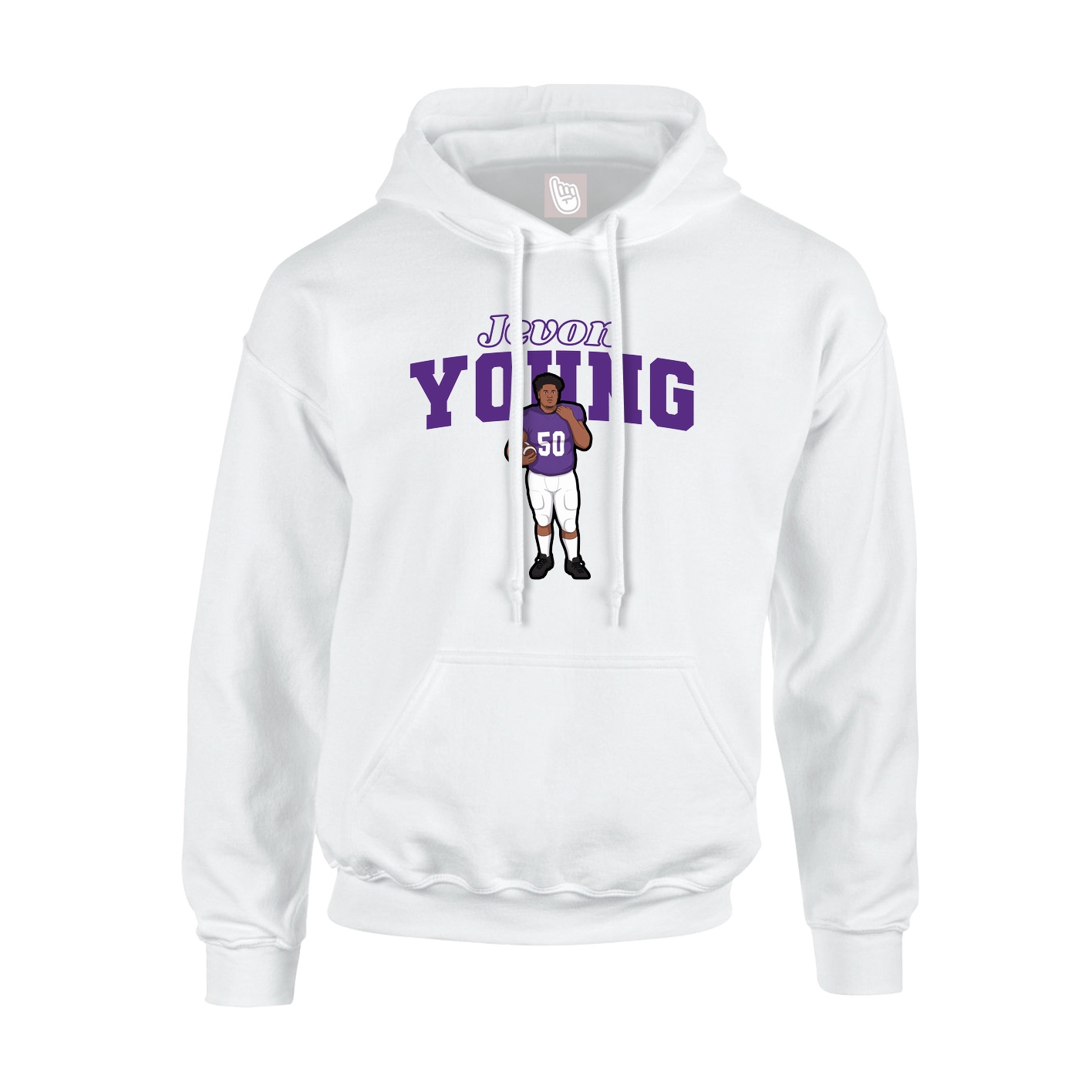 Youth Hoodie — Name Arch in White