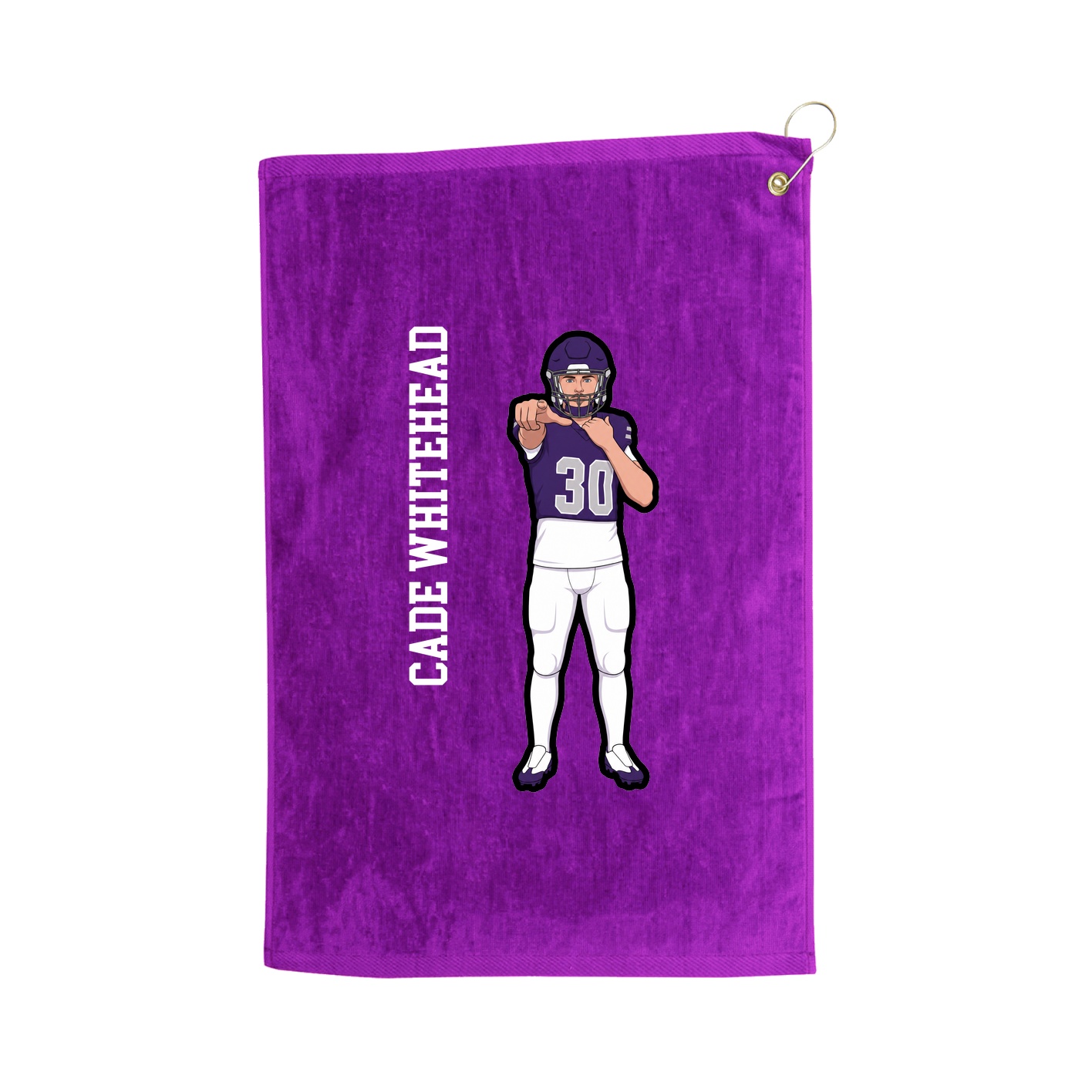 Golf Towel — Name Vertical in Purple