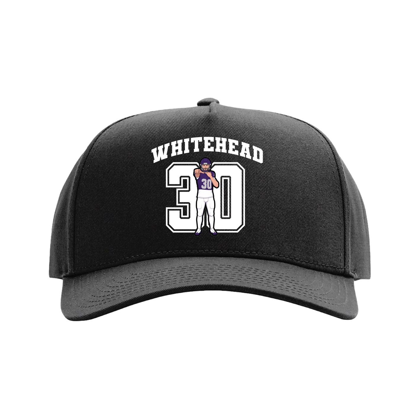 Full Fabric Five-Panel Champ Cap — Number in Black