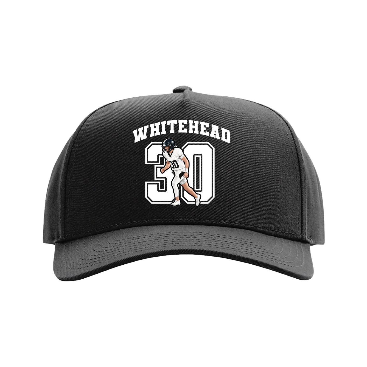 Full Fabric Five-Panel Champ Cap — Number in Black