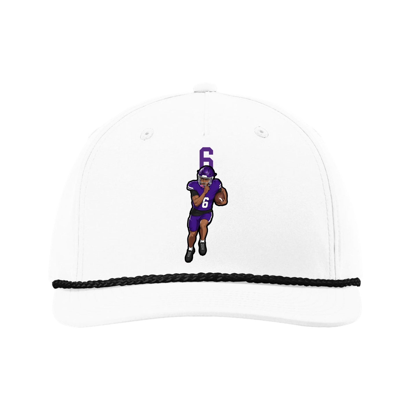 Five-Panel Classic Rope Cap — Number Top in White