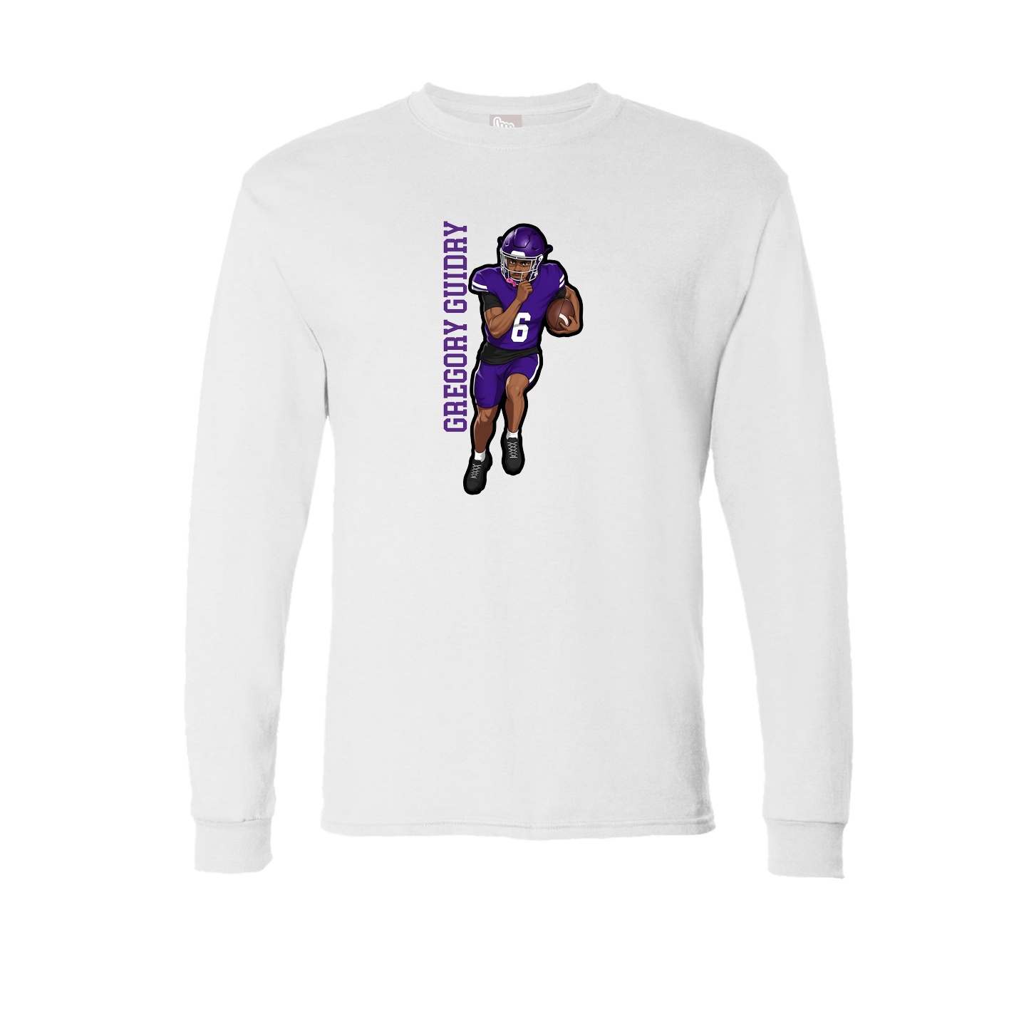 Long Sleeve Tee — Name Vertical in White