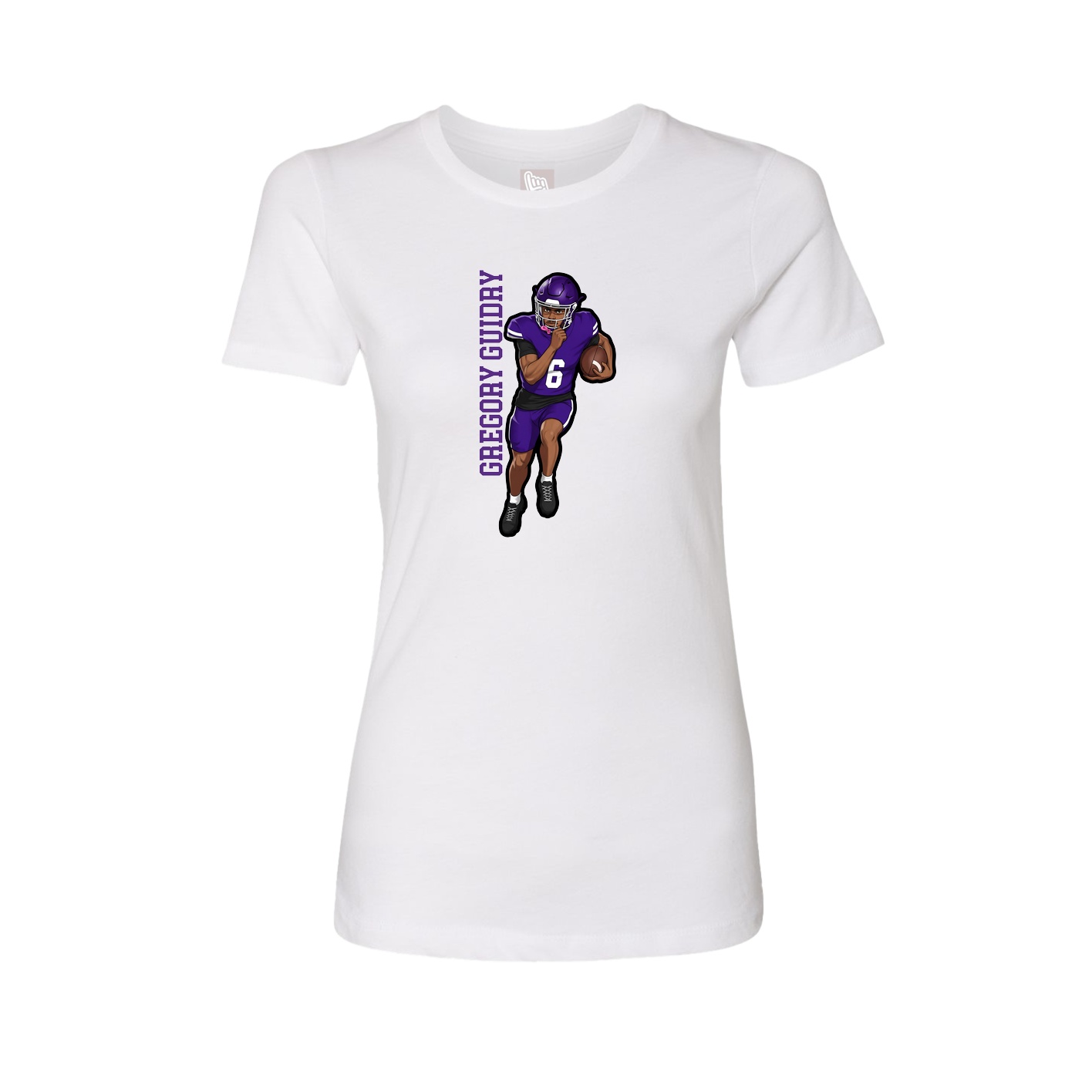 Womens Tee — Name Vertical in White