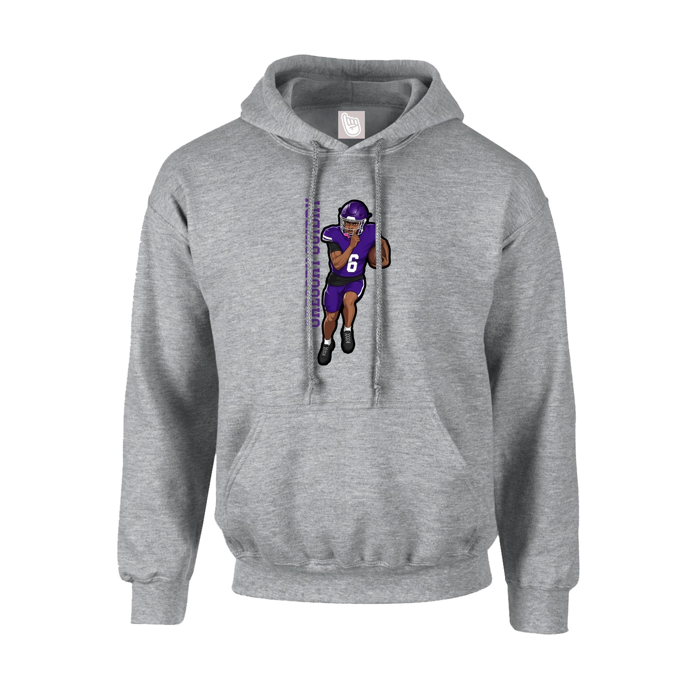 Hoodie — Name Vertical in Grey