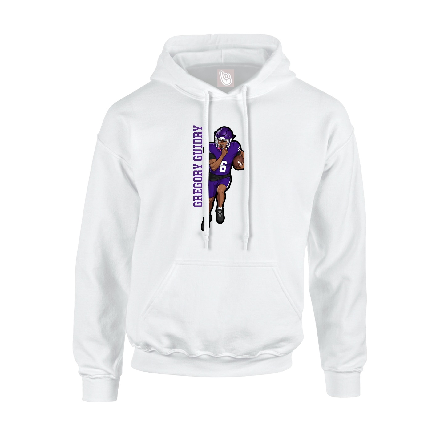 Youth Hoodie — Name Vertical in White