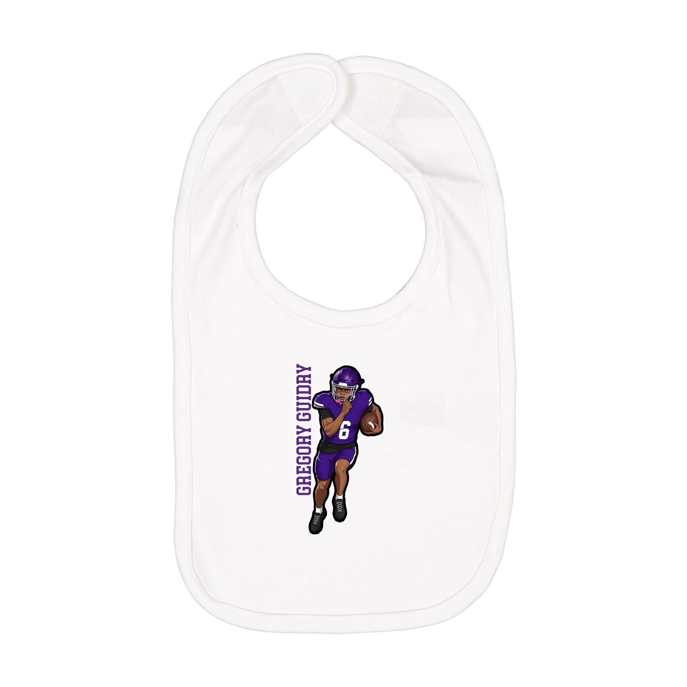 Infant Bib — Name Vertical in White