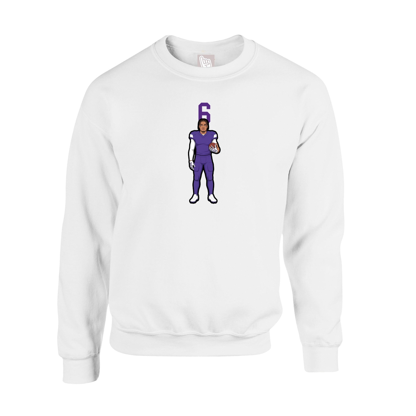 Fleece Crew — Number Top in White