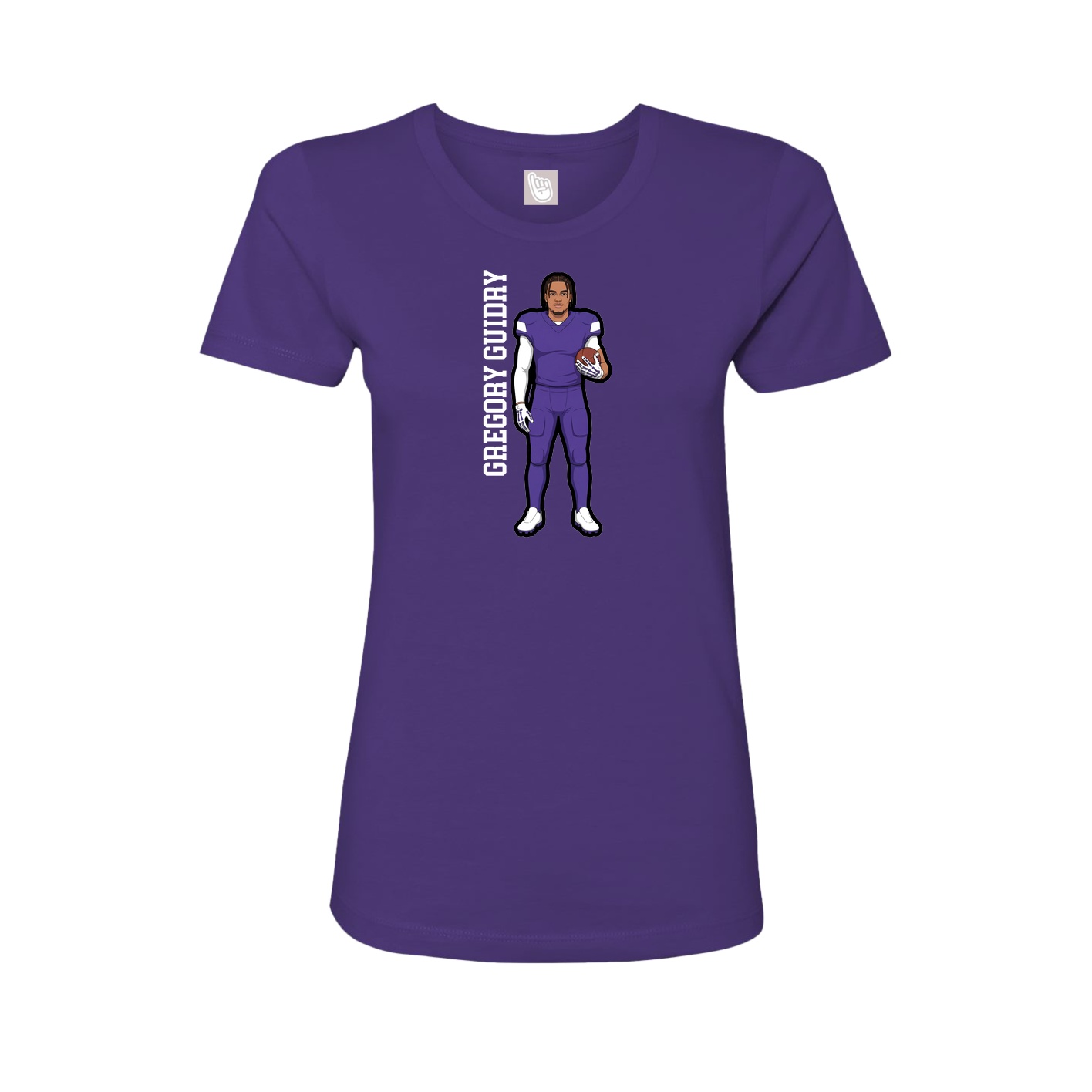Womens Tee — Name Vertical in Purple