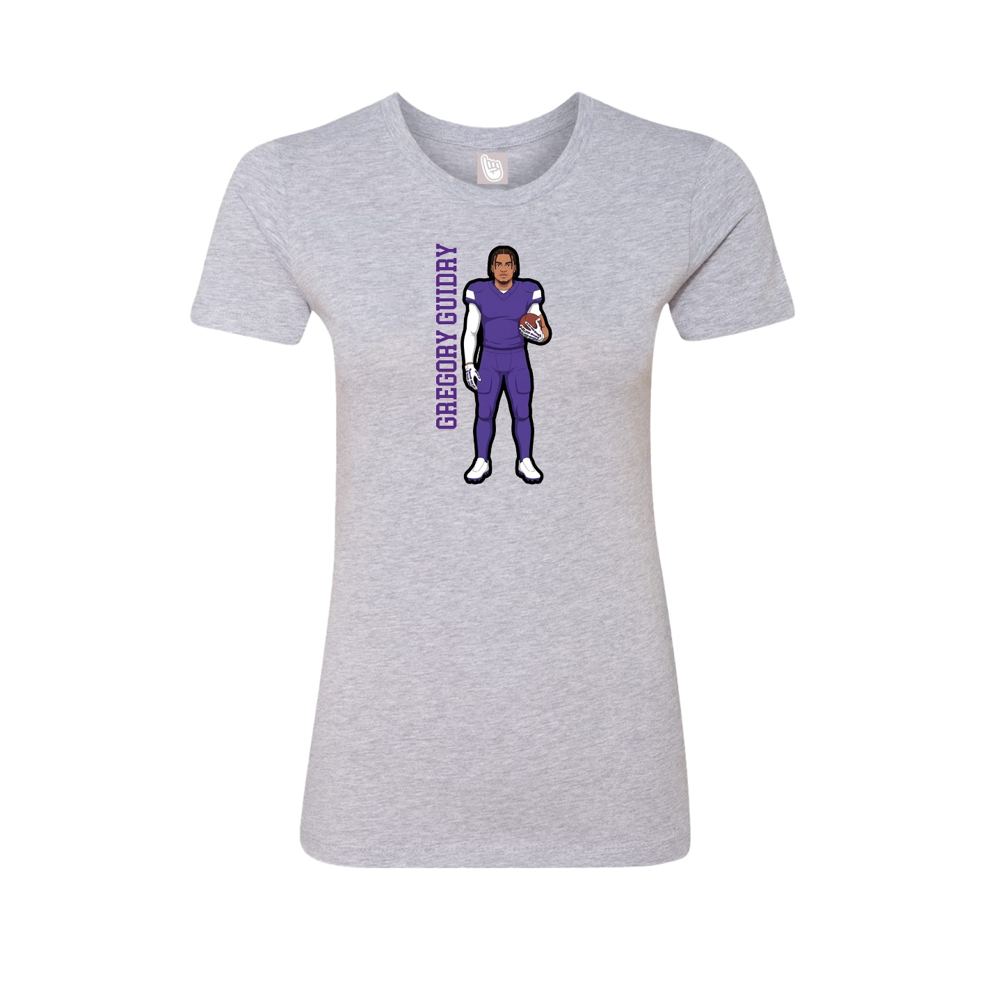 Fitted Women's Tee — Name Vertical in Grey