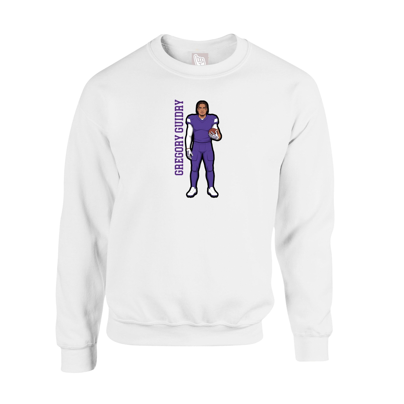 Fleece Crew — Name Vertical in White