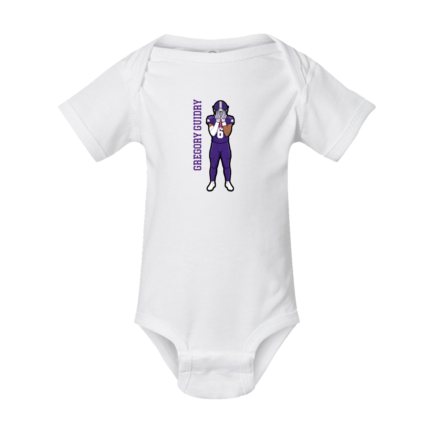 Baby Onesie — Name Vertical in White