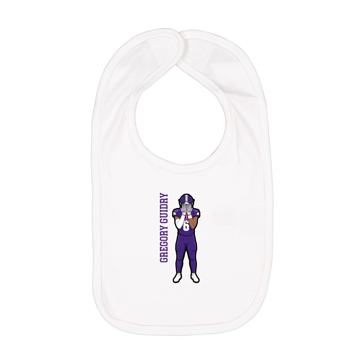 Infant Bib — Name Vertical in White