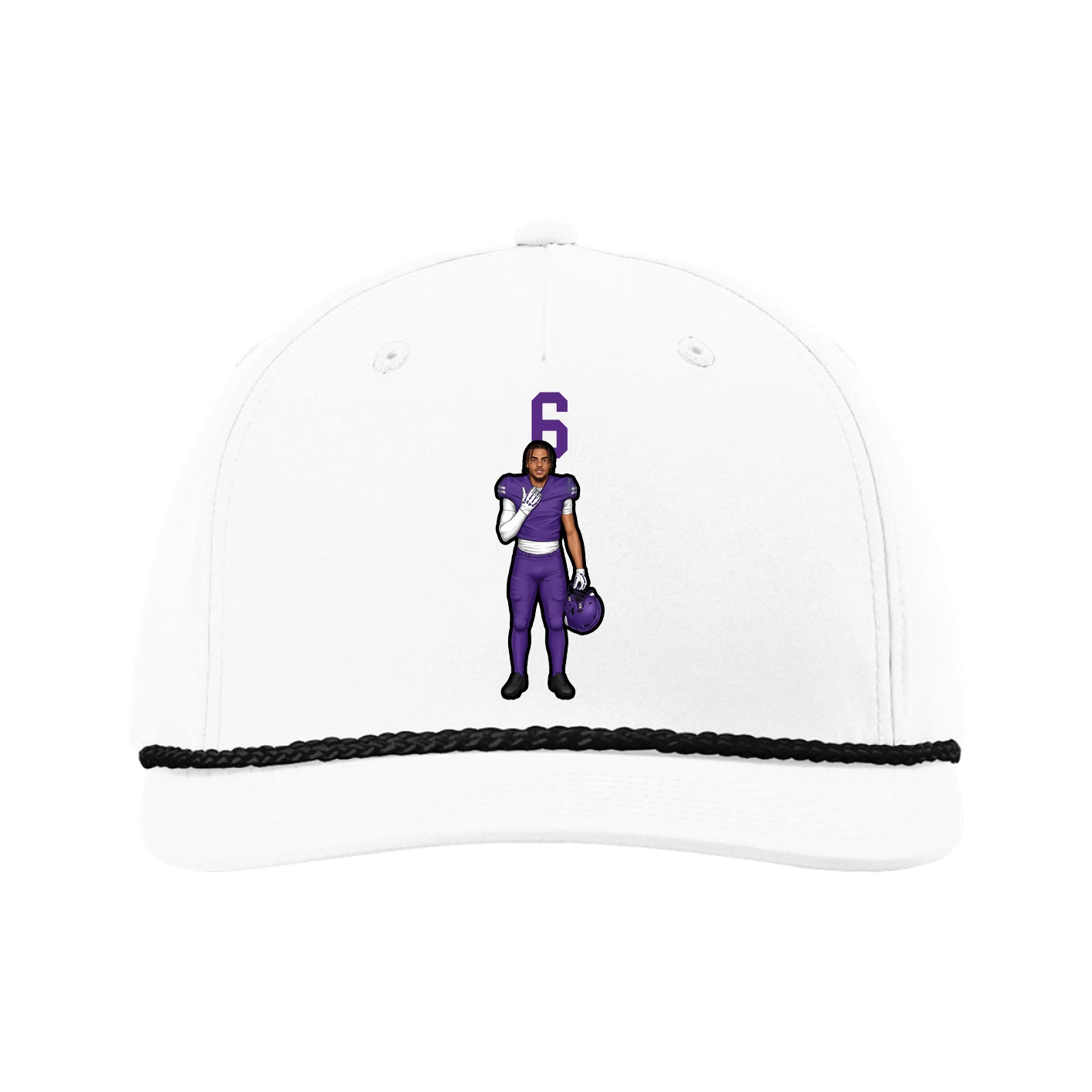 Five-Panel Classic Rope Cap — Number Top in White