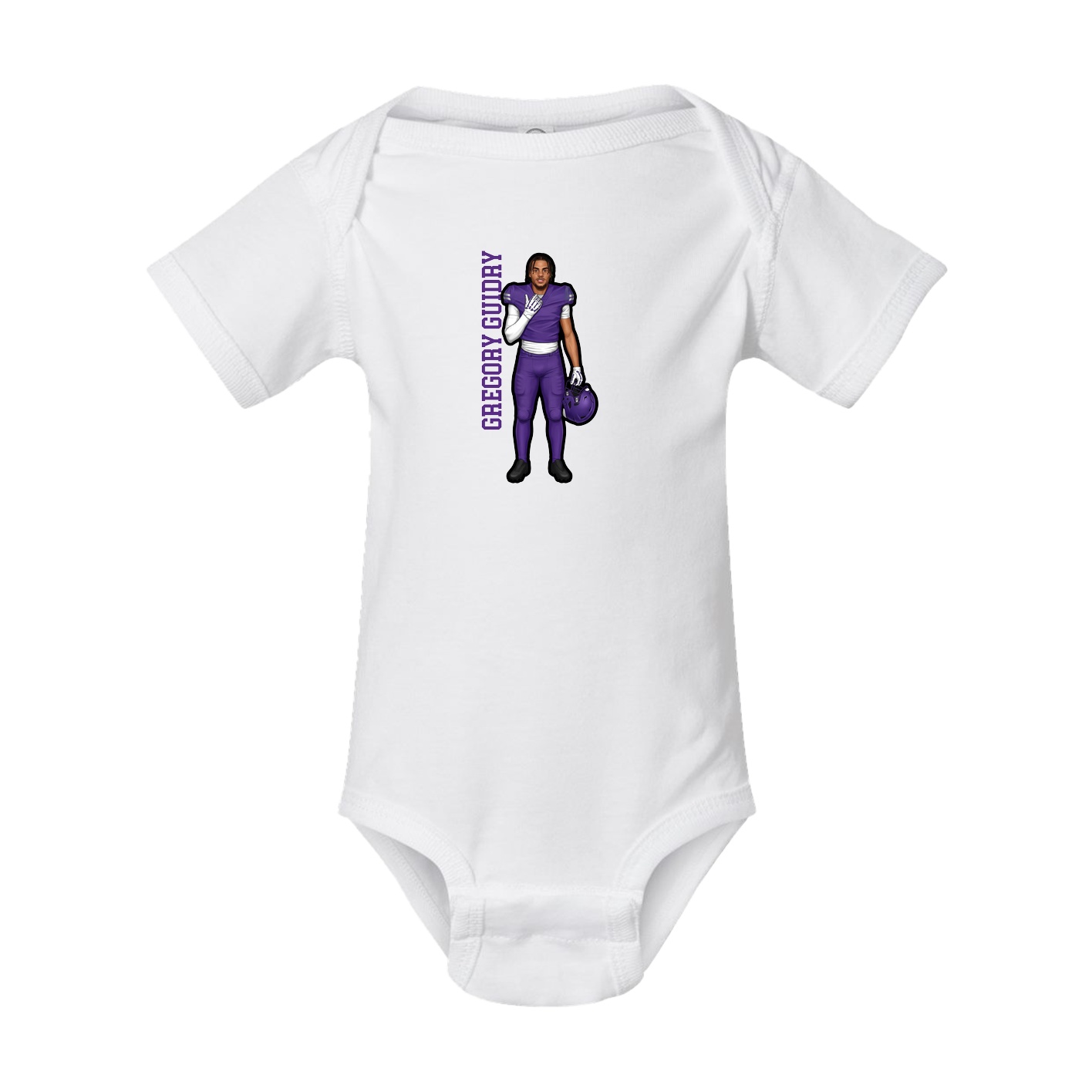 Baby Onesie — Name Vertical in White