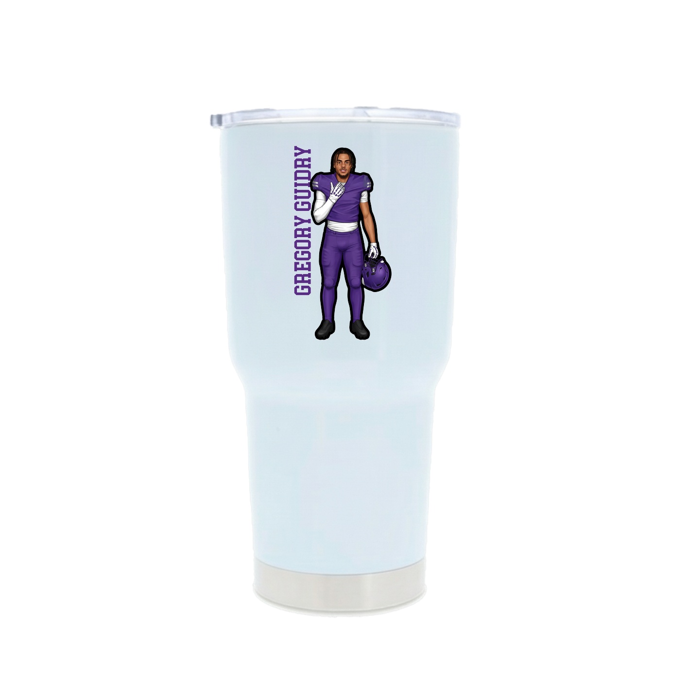 30oz Stainless Steel Tumbler — Name Vertical in White
