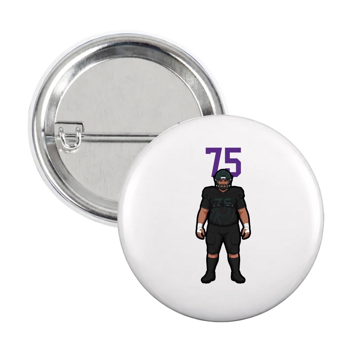 Game Day Button — Number Top in White