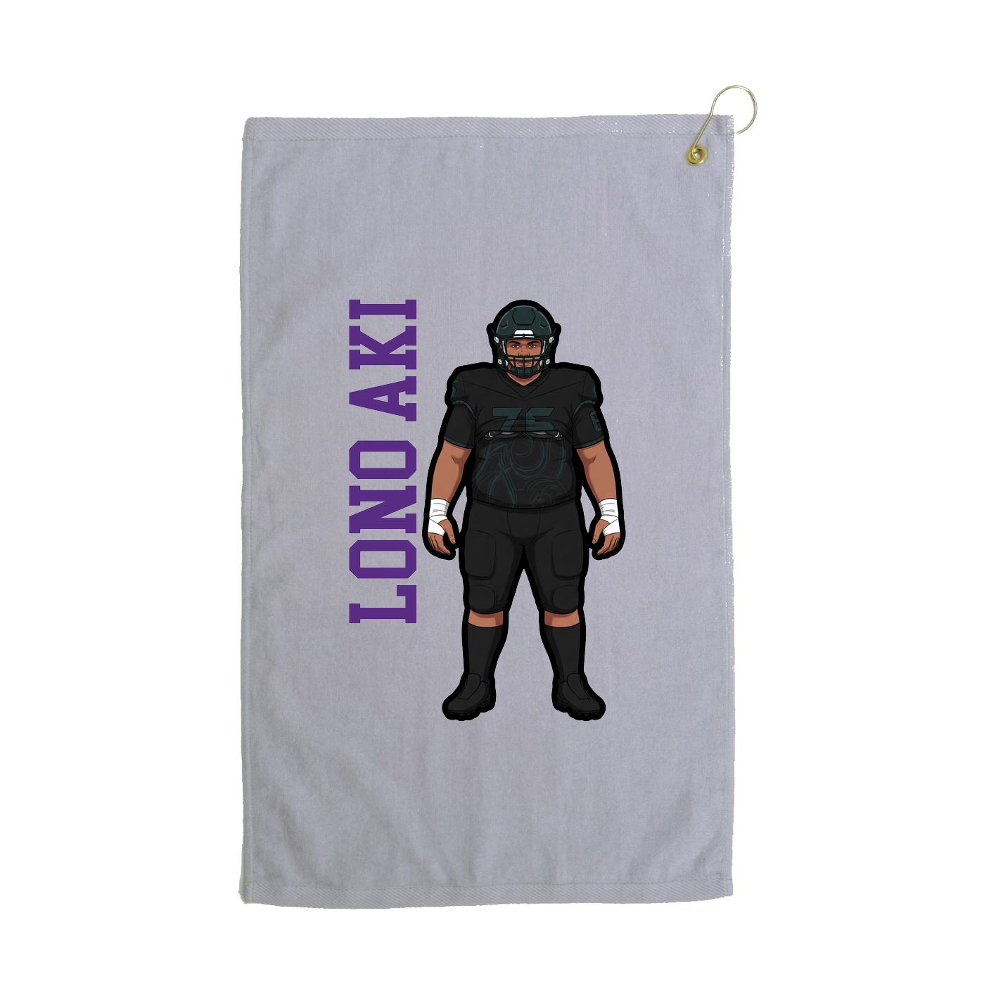 Golf Towel — Name Vertical in Grey