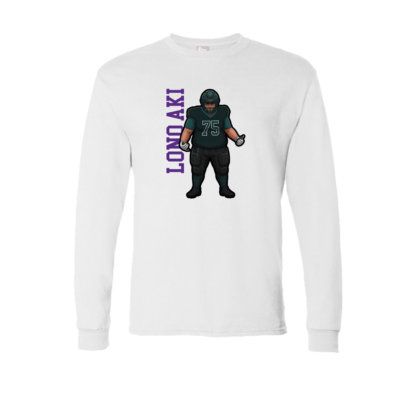 Long Sleeve Tee — Name Vertical in White