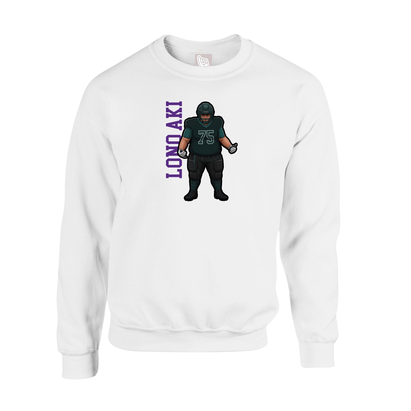Fleece Crew — Name Vertical in White