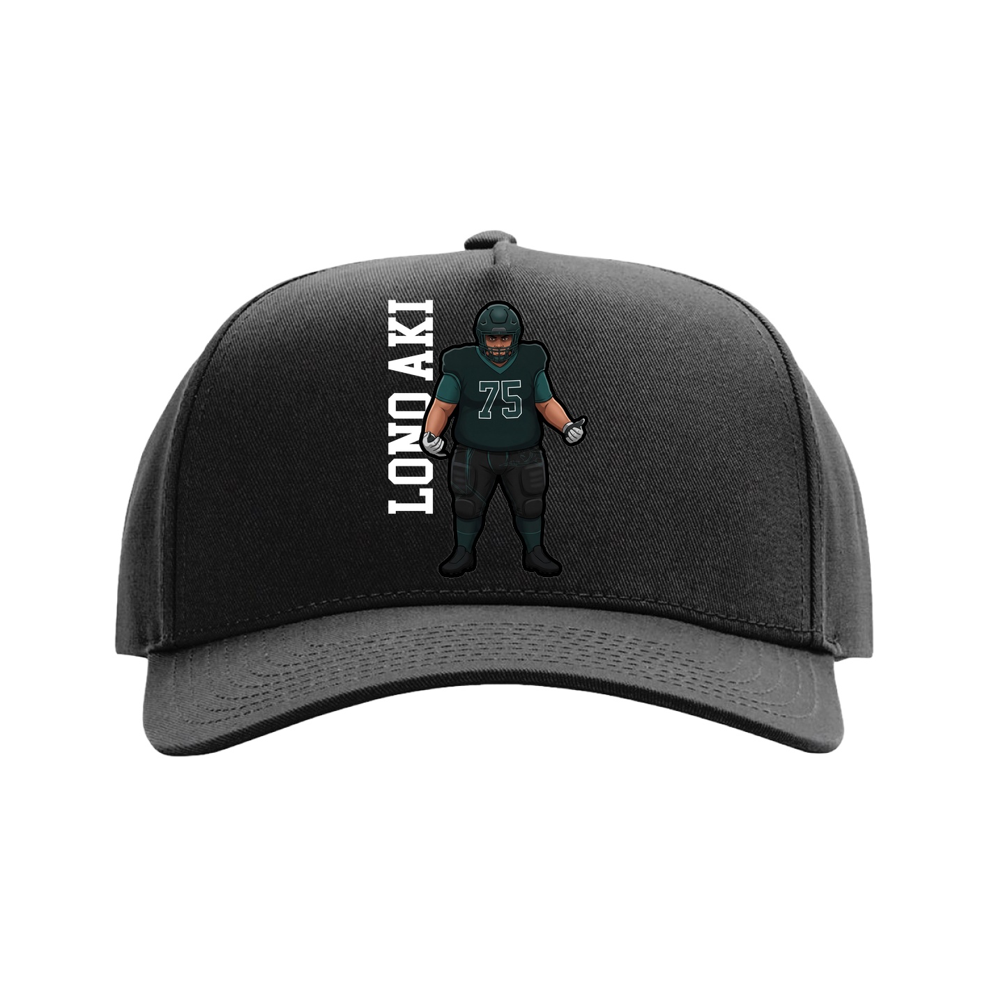 Full Fabric Five-Panel Champ Cap — Name Vertical in Black