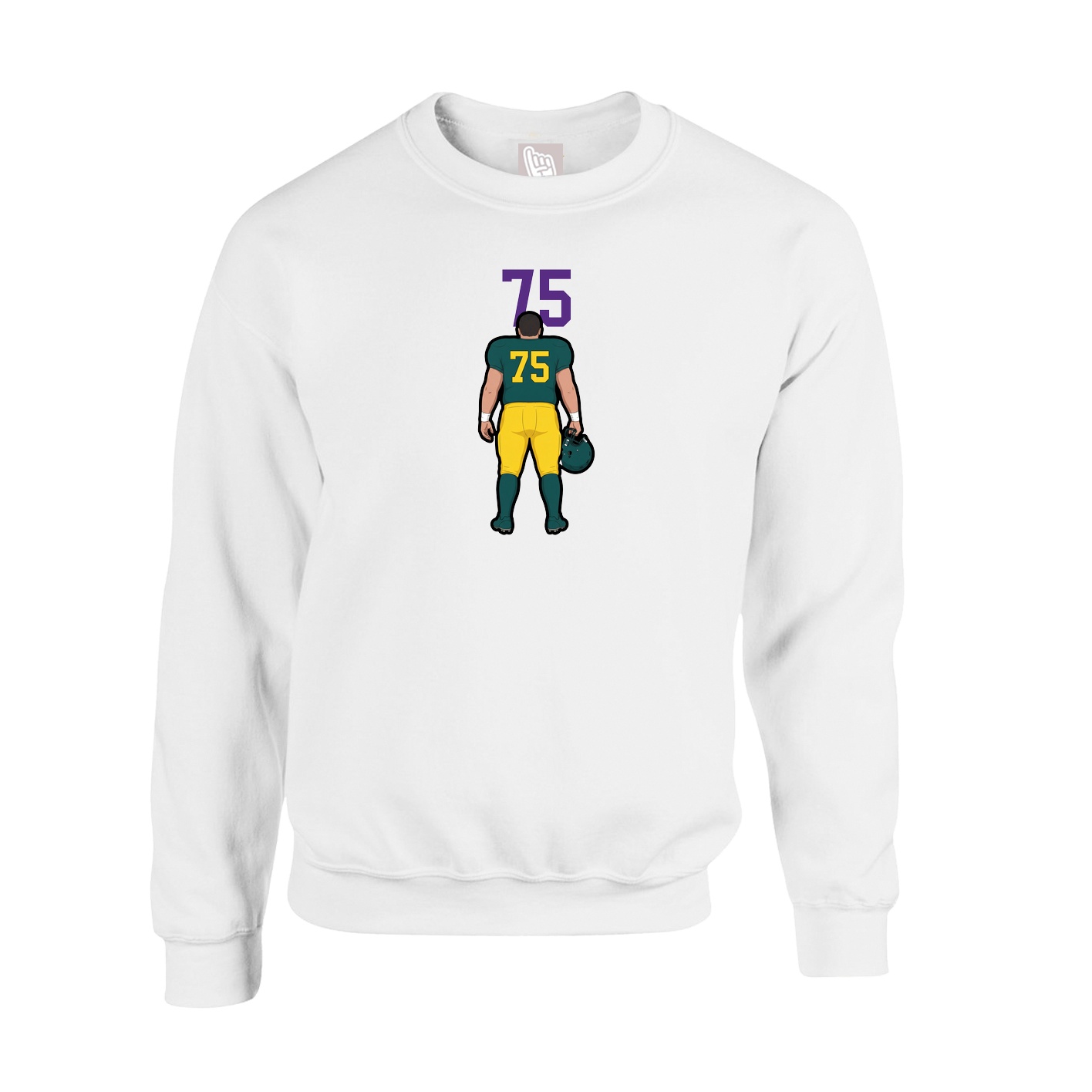 Fleece Crew — Number Top in White