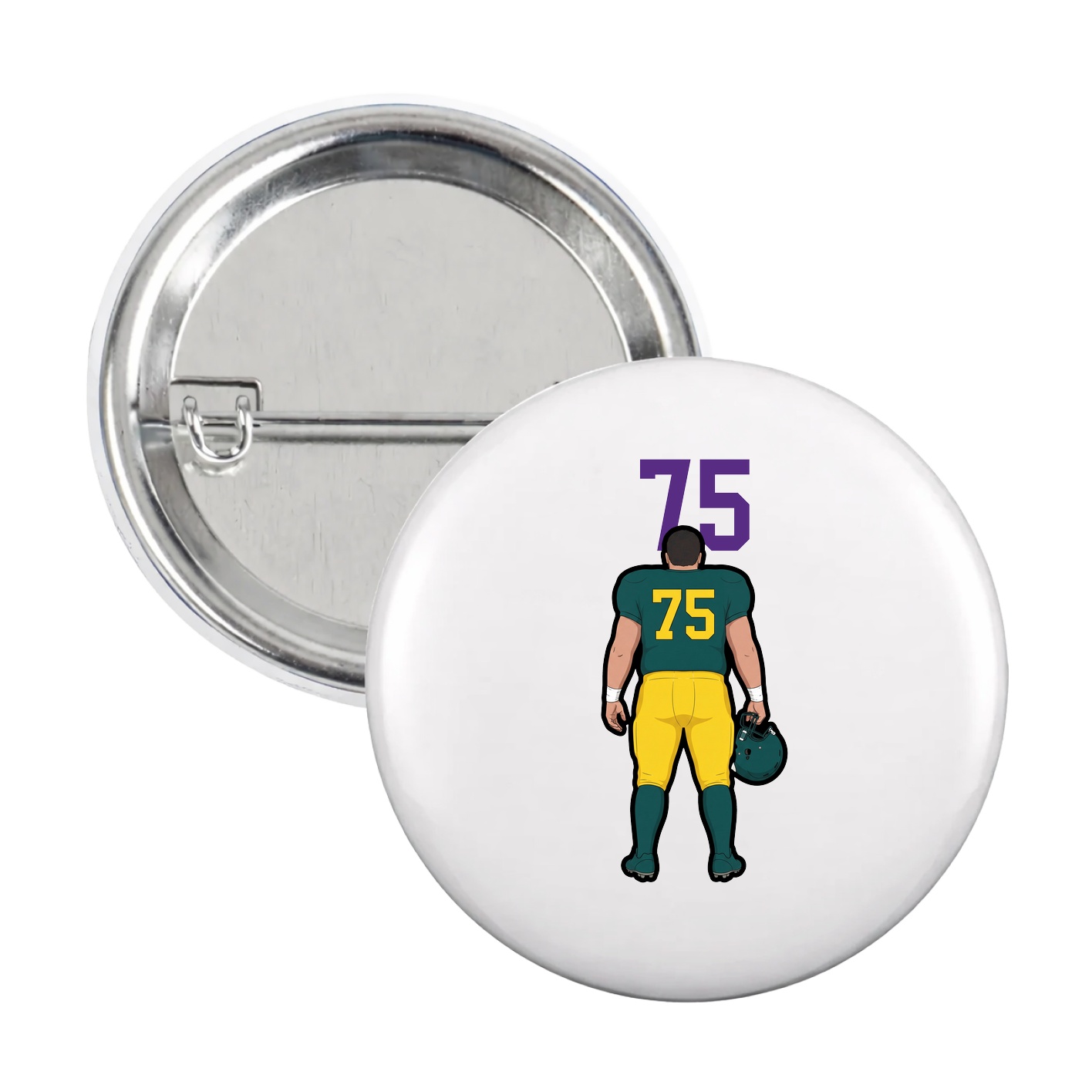 Game Day Button — Number Top in White