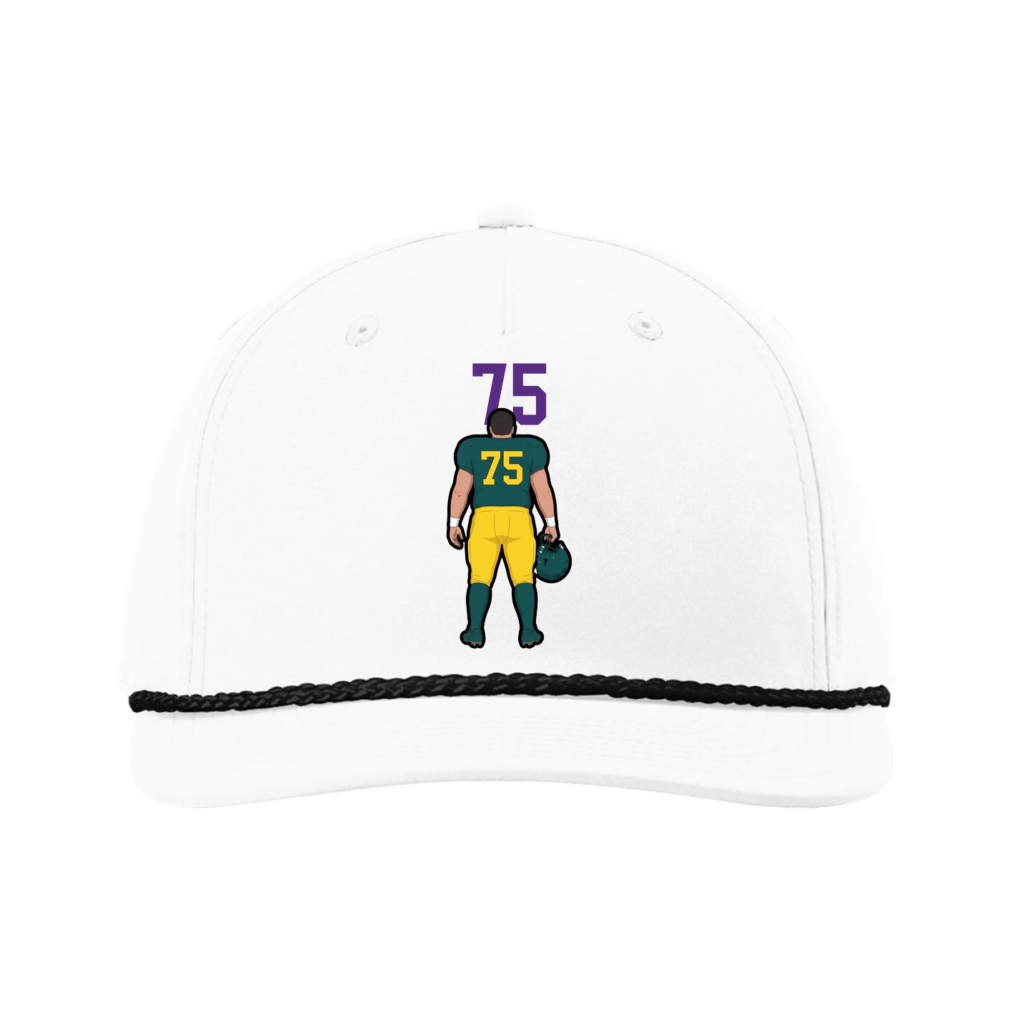 Five-Panel Classic Rope Cap — Number Top in White