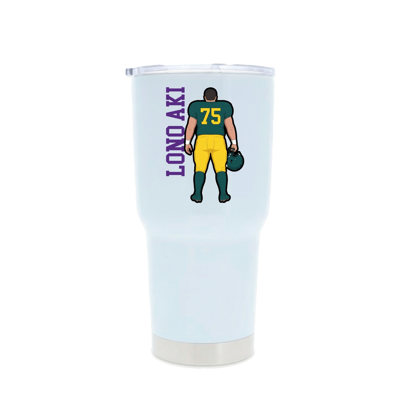 30oz Stainless Steel Tumbler — Name Vertical in White