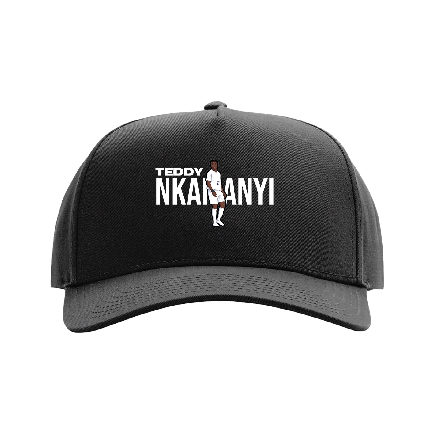 Full Fabric Five-Panel Champ Cap — Player Name in Black