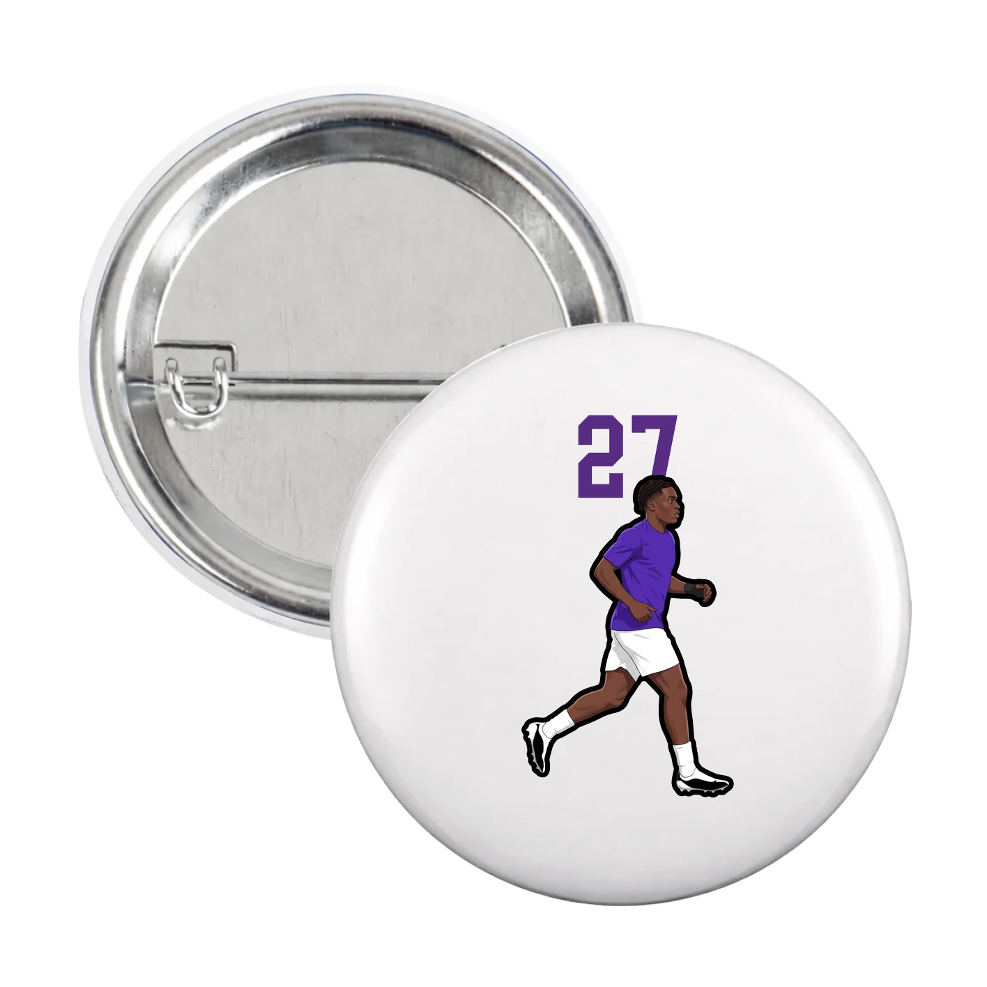 Game Day Button — Number Top in White