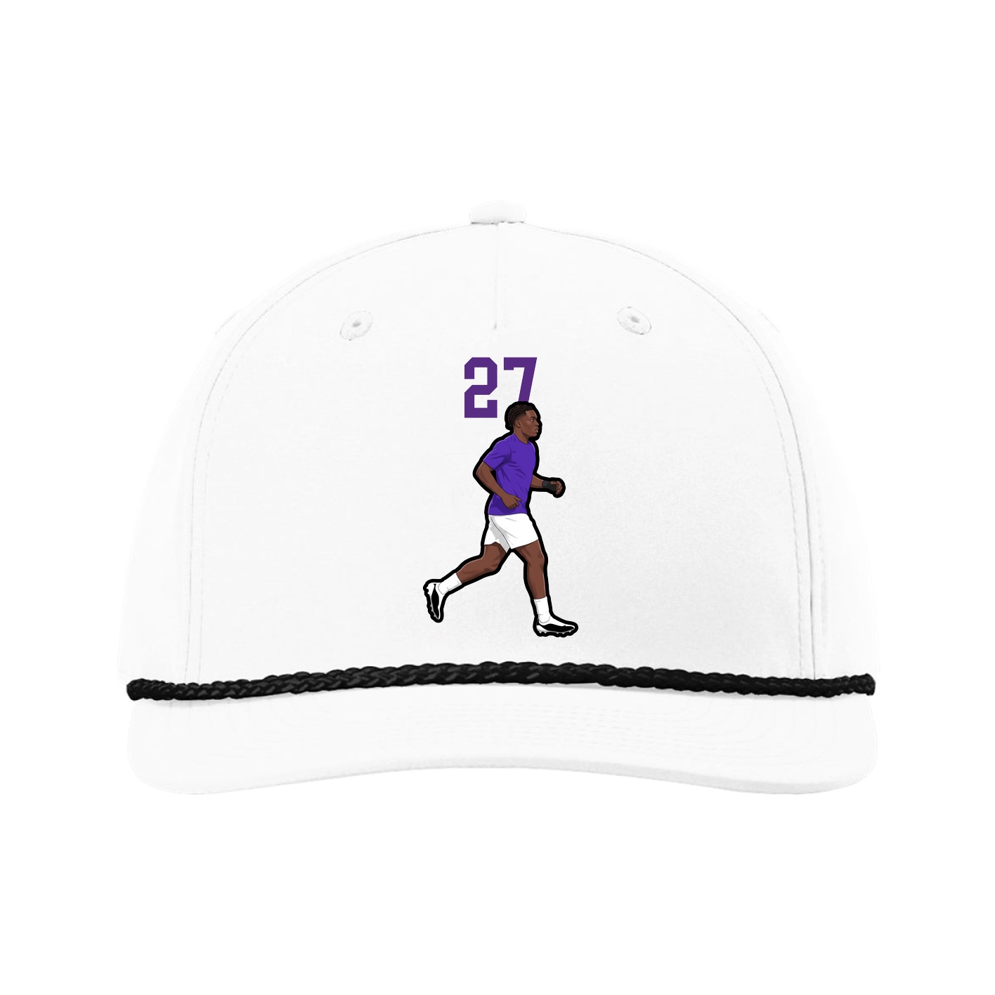 Five-Panel Classic Rope Cap — Number Top in White
