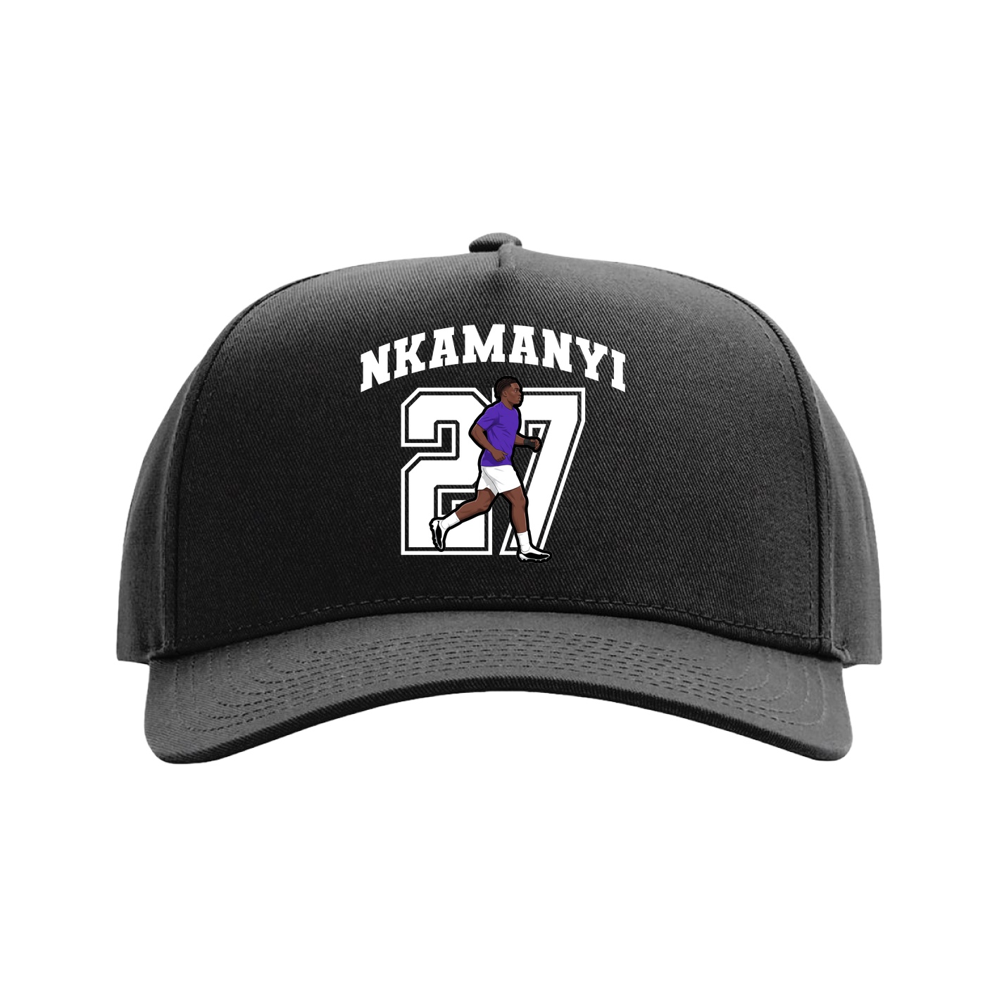 Full Fabric Five-Panel Champ Cap — Number in Black