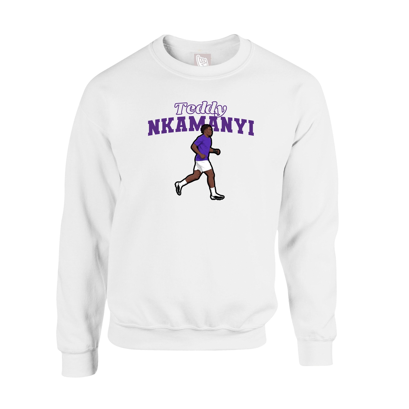 Fleece Crew — Name Arch in White