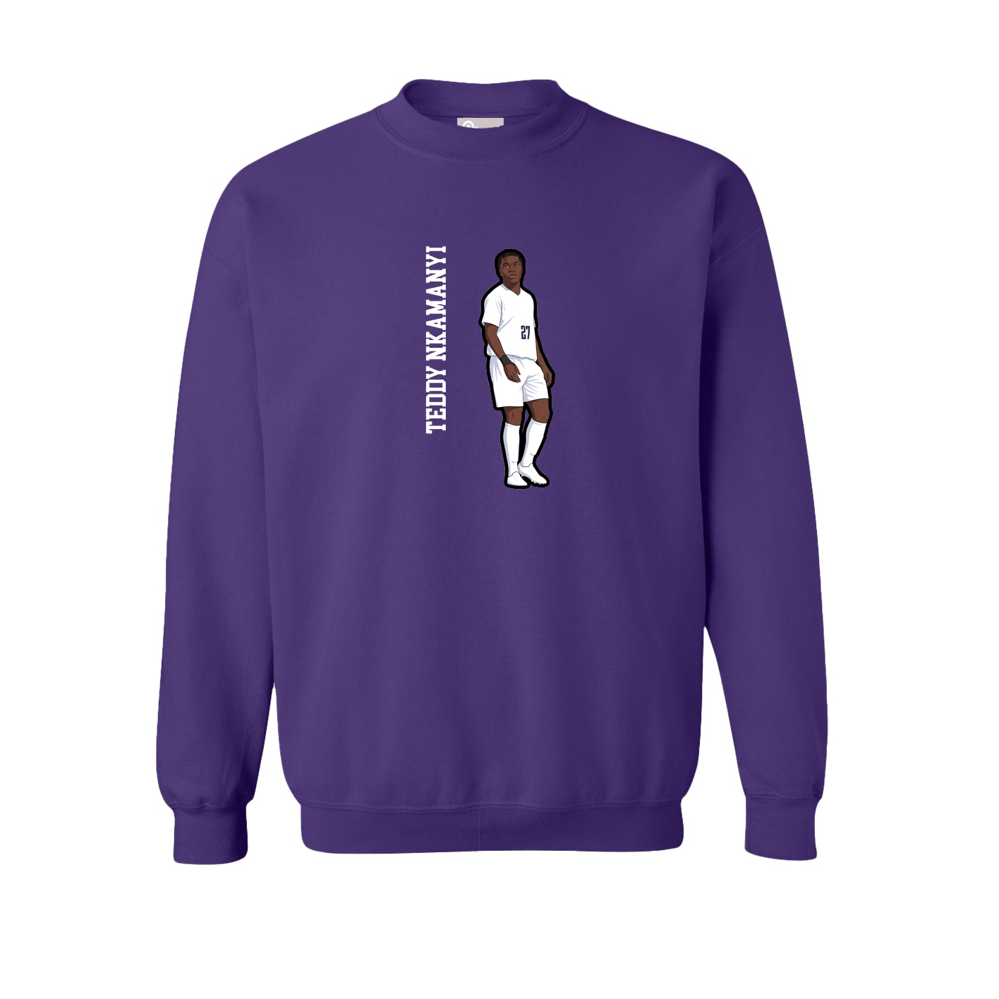 Fleece Crew — Name Vertical in Purple