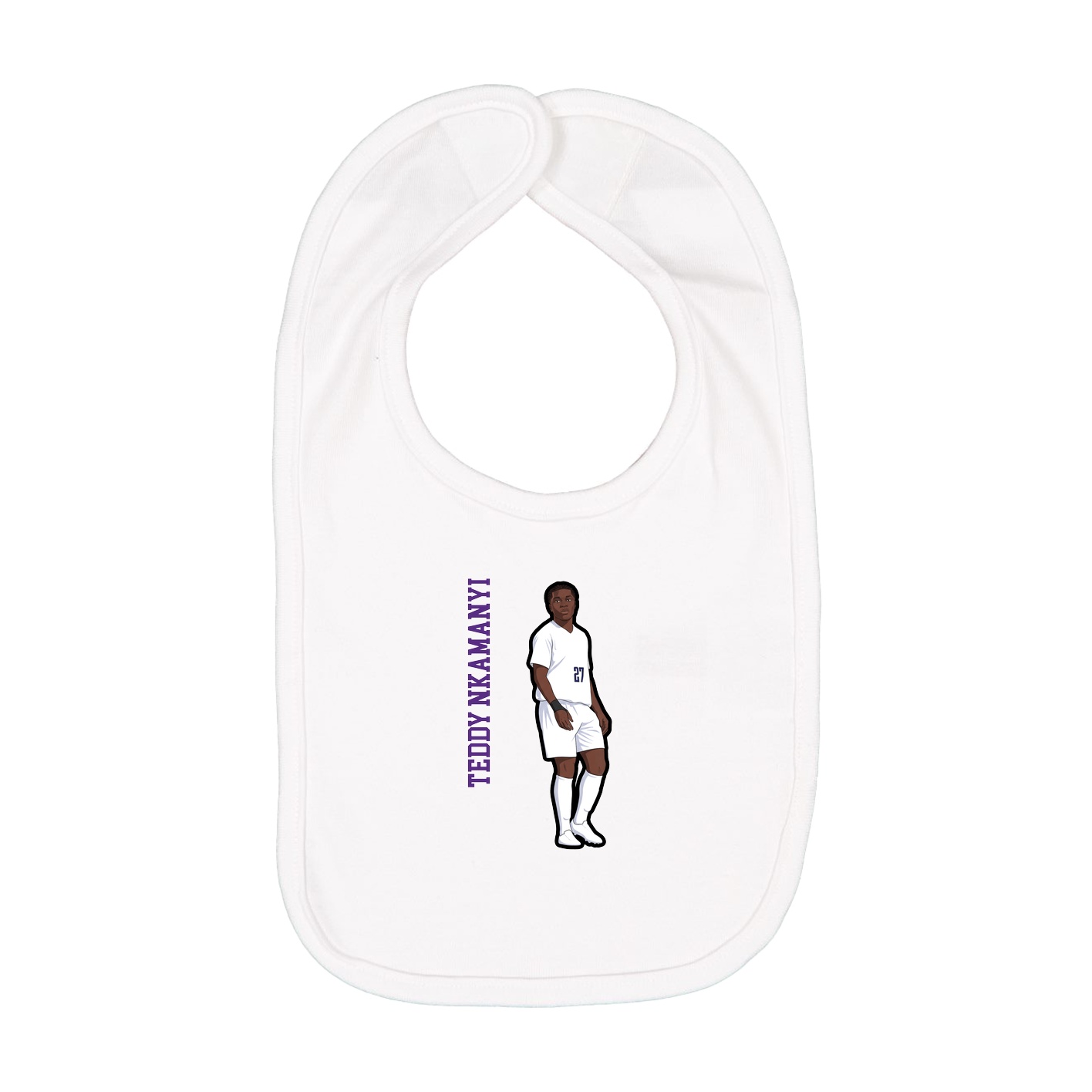 Infant Bib — Name Vertical in White
