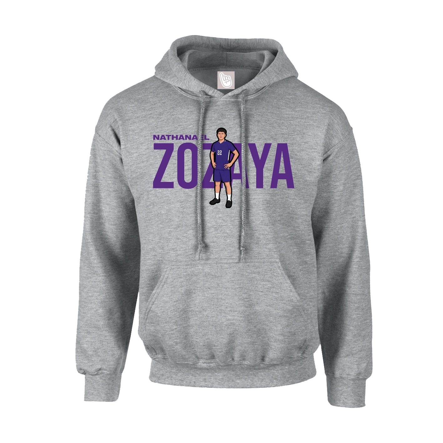 Youth Hoodie — Player Name in Grey