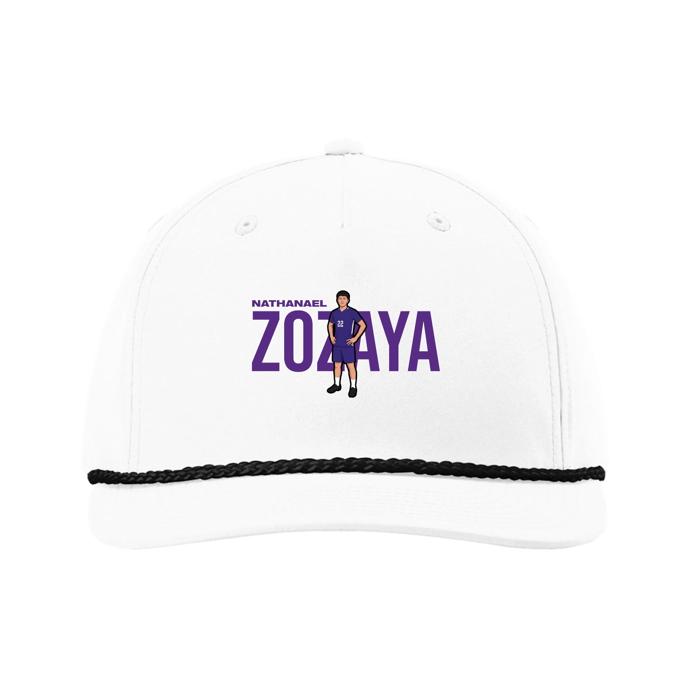Five-Panel Classic Rope Cap — Player Name in White