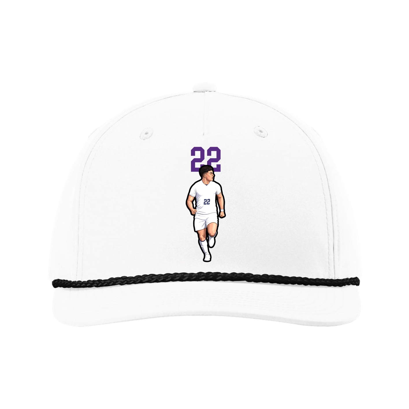 Five-Panel Classic Rope Cap — Number Top in White
